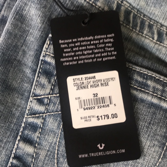 True Religion Jennie Curvy High Rise With Destroy in Light Whisper Size 32 - Picture 7 of 13
